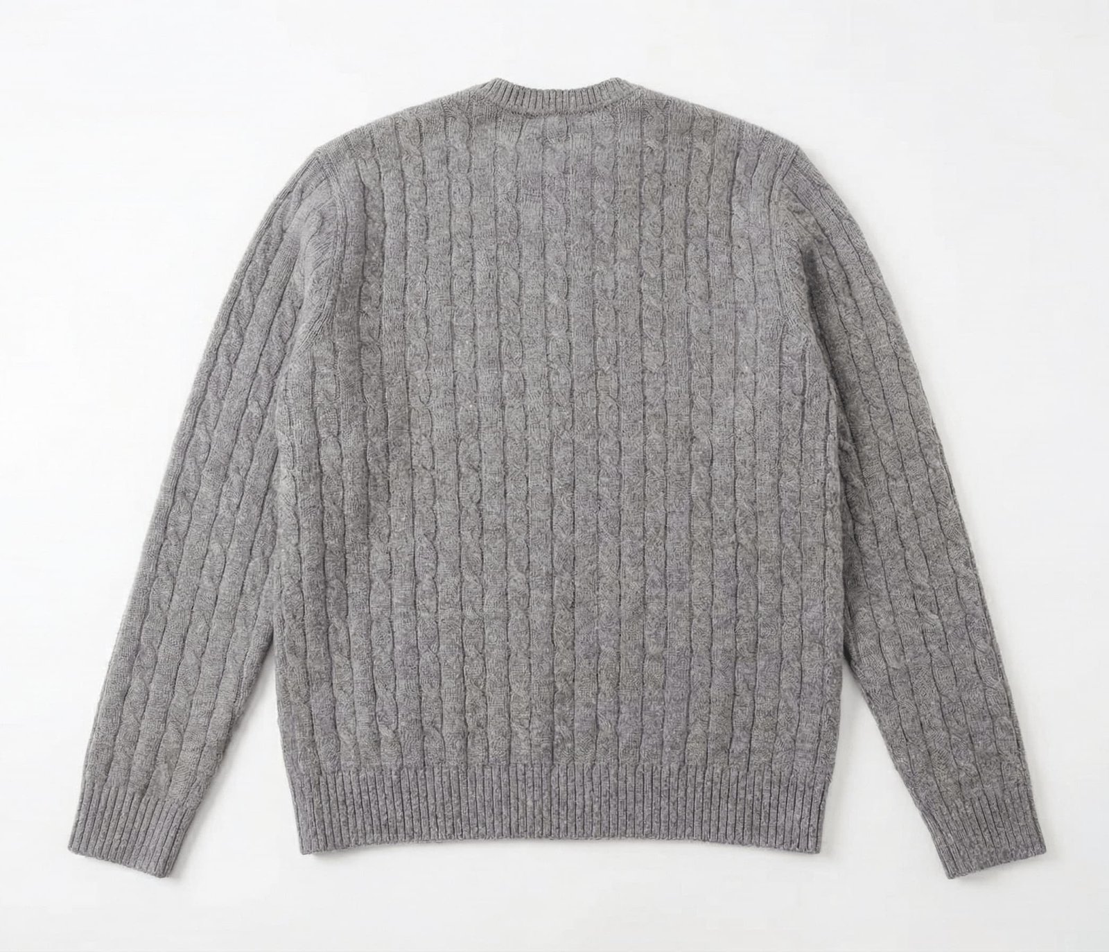 Men’s 80% Wool Contrast Cable Knit Crewneck – 9GG Mid-Weight Color-Block Sweater | Custom Knitwear Manufacturer - 图片 3